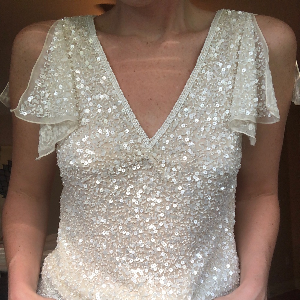 Vintage White Sequin/Beaded Top